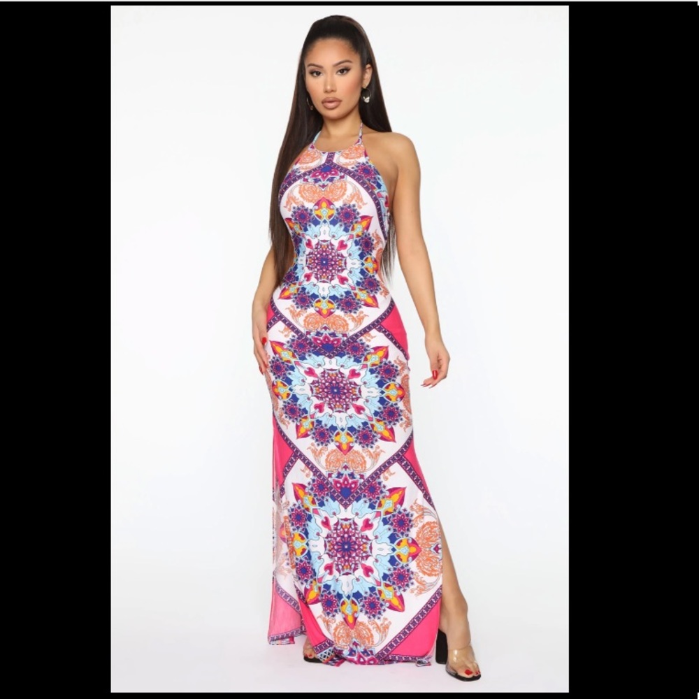 Double Vision Halter Maxi dress